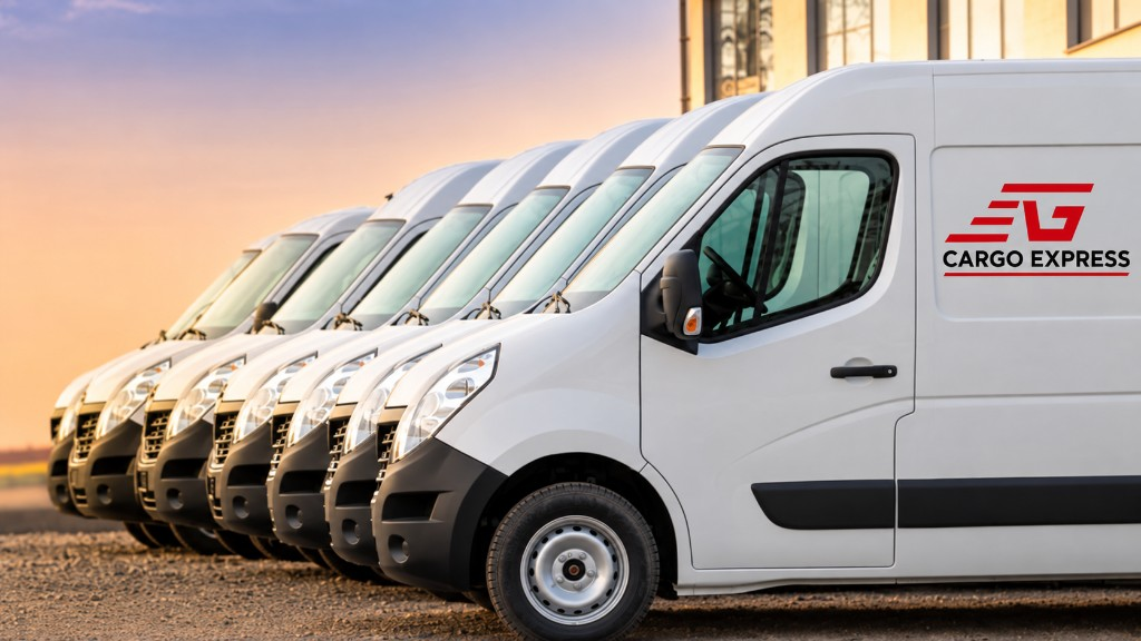 Cargo Express delivery vans with company logo on the side