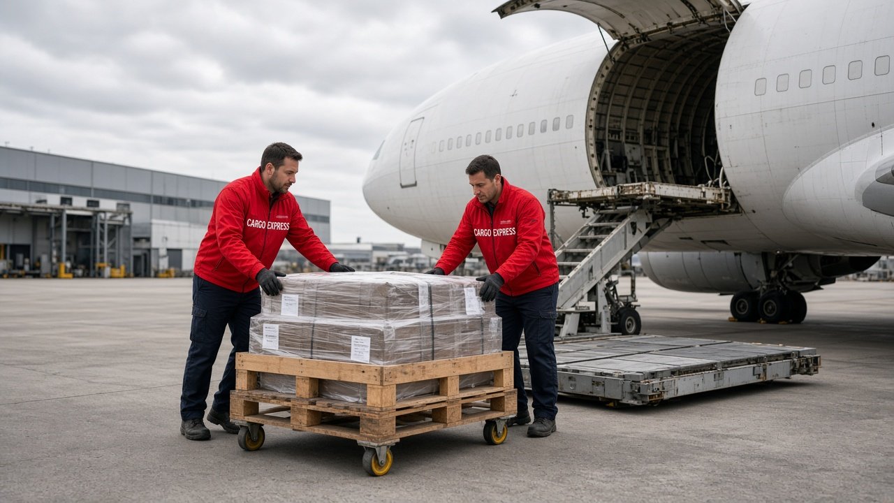 Cargo Express freight team with air cargo